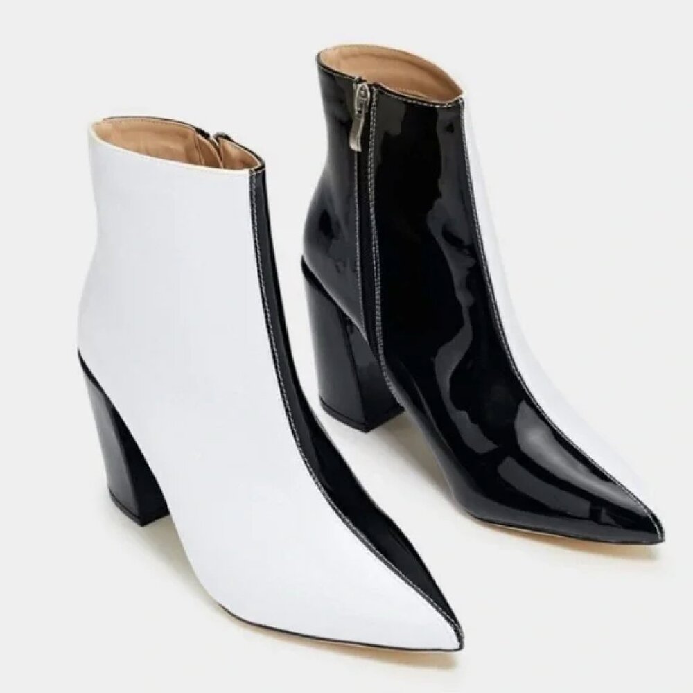 Day-Vine Vampy Two Tone Patent Pleather Booties  - Size 10 (41) EUC